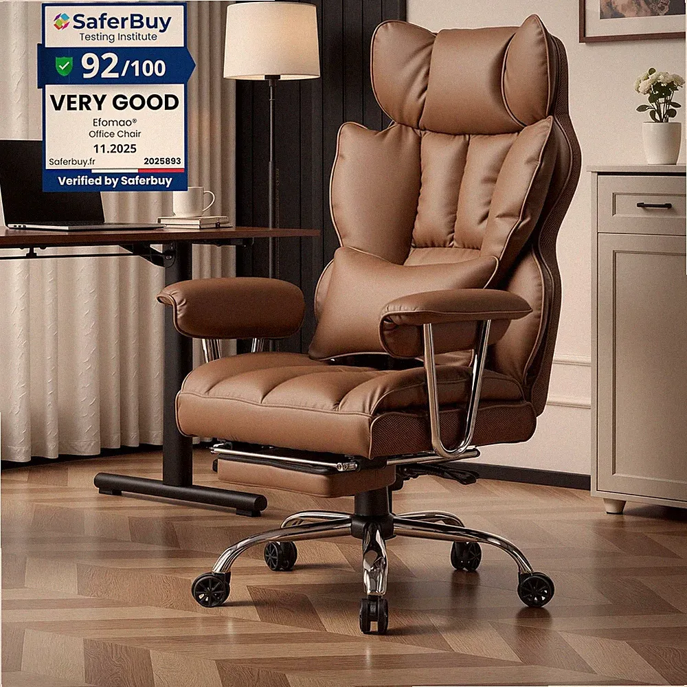 Efomao Bürostuhl, Chefsessel Ergonomischer Bis 200Kg, Pu-Leder Schreibtischstuhl