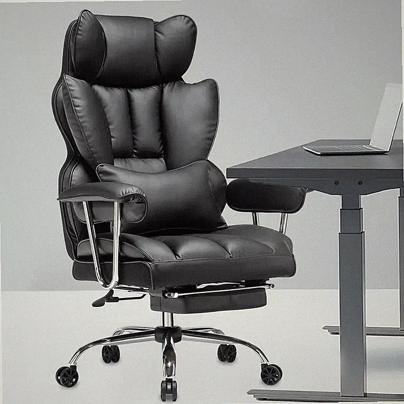 Efomao Schreibtisch Bürostuhl, großer und hoher ergonomischer Bürostuhl aus PU-Leder, 200 kg