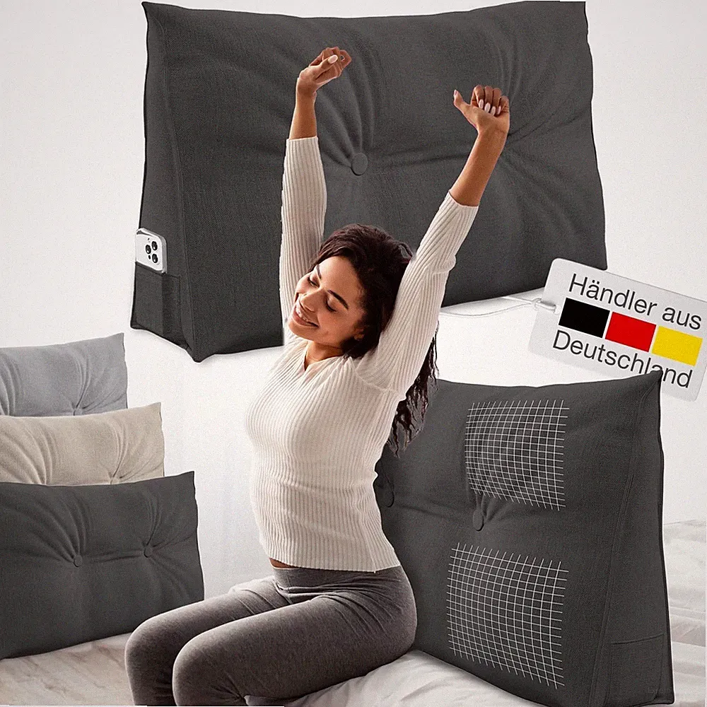 ELONEO Rückenkissen, Keilkissen für Bett und Sofa, dreieckiges Lesekissen