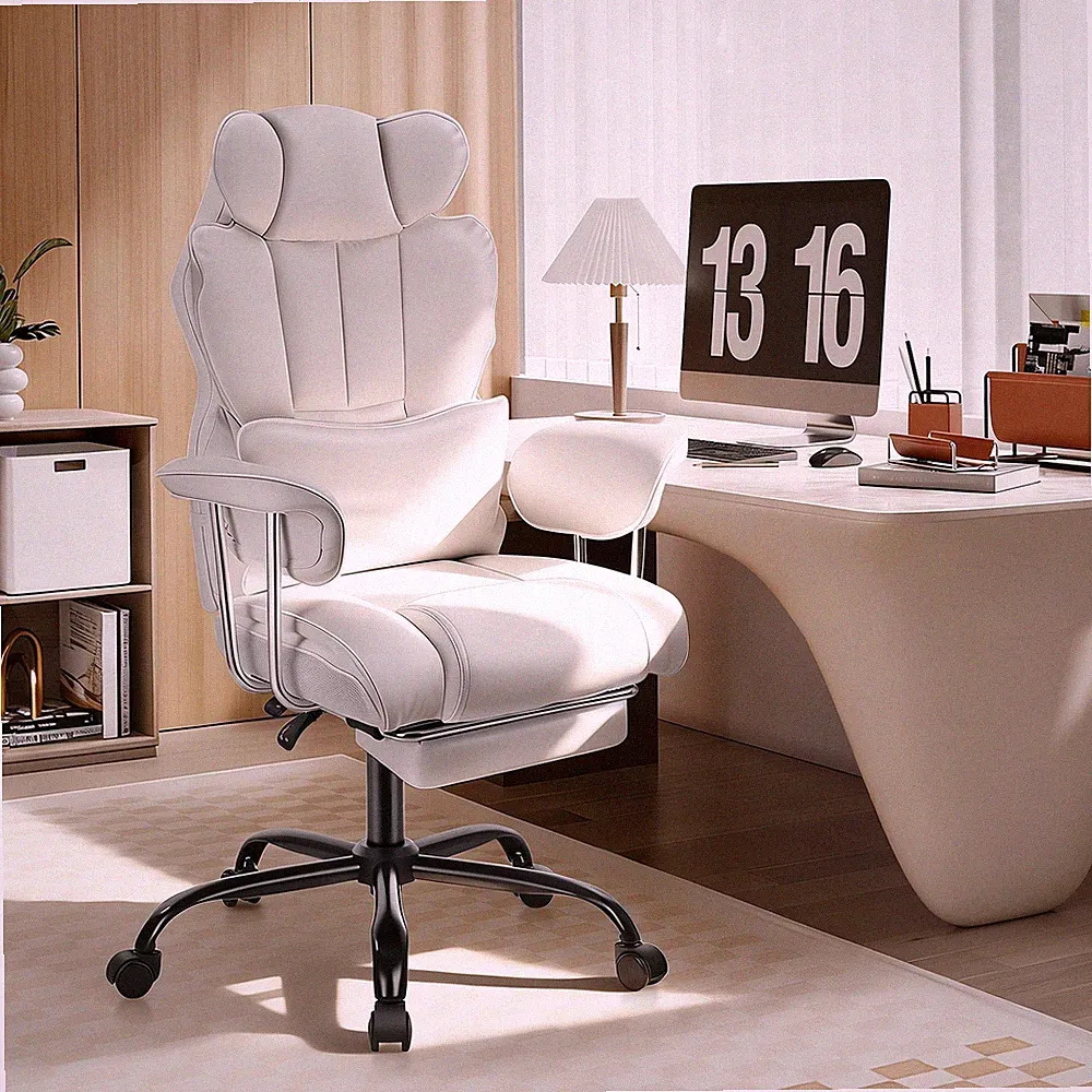 Ergonomische Bürostühle Chefsessel mit hoher Rückenlehne und Armlehnen Fußstuhl
