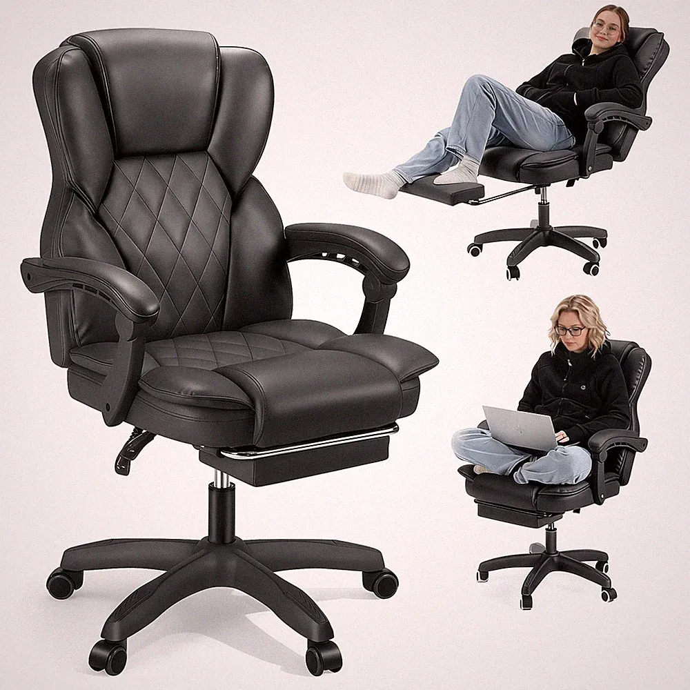 Ergonomische Bürostühle und Computerstühle mit Fußstütze, höhenverstellbar
