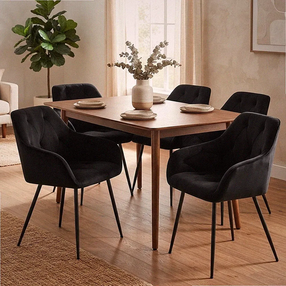 Ergonomische Esszimmerstühle aus Samt - 4er Set für ultimativen Komfort und Stil
