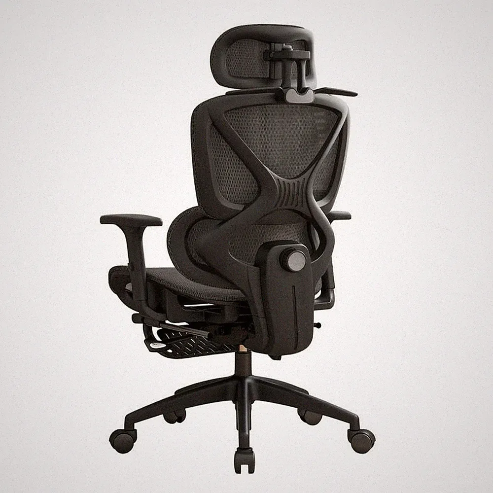 Ergonomischer Arbeitsstuhl Relaxlehne Ausziehbare Fußstütze für Arbeitszimmer