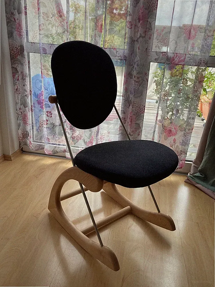 Ergonomischer Büro Stuhl: Falto Sanaform, Buche Massiv, Edelstahl poliert