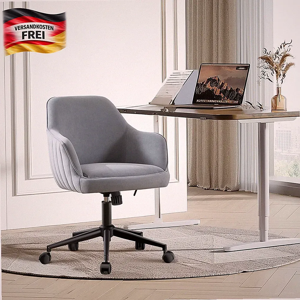 Ergonomischer Bürodrehstuhl Samt, höhenverstellbar, 136kg, 360° drehbar, weiß