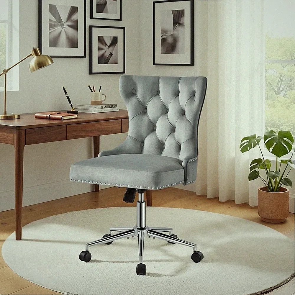 Ergonomischer Bürodrehstuhl Samt mit Rollen & Luxuspolsterung