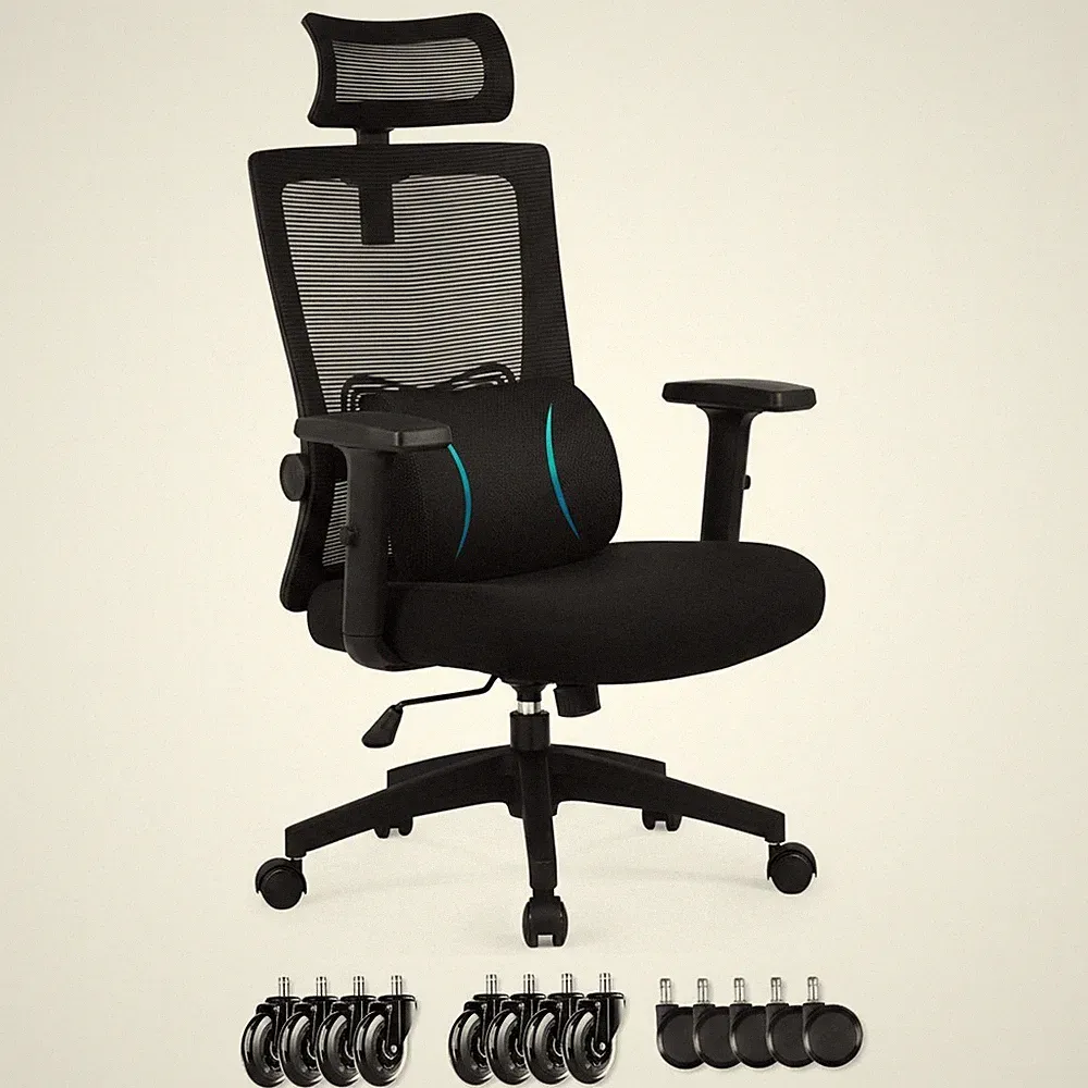 Ergonomischer Bürostuhl 135° Wippfunktion Kopfstütze Armlehnen bis 150kg