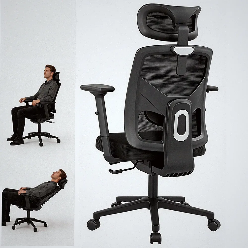 Ergonomischer Bürostuhl 90° klappbarer Armlehnen für Büro und Gaming, Bis 136 kg