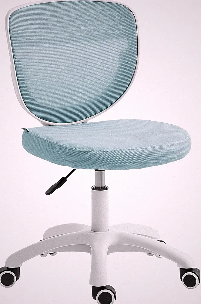 Ergonomischer Bürostuhl Armlos Atmungsaktiv Netzrücken Hellblau | Computertisch C