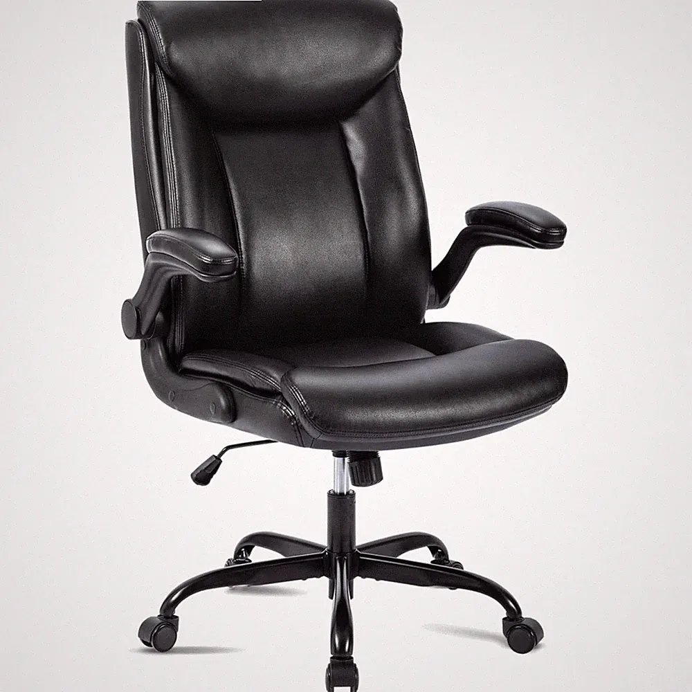 Ergonomischer Bürostuhl aus PU mit hochklappbaren Armlehnen und Drehmechanismus