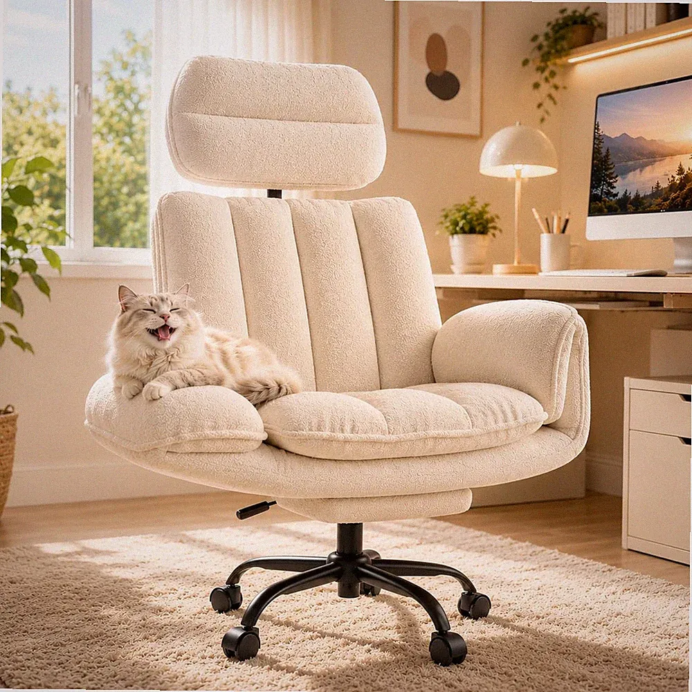 Ergonomischer Bürostuhl Big & Tall Teddyplüsch Bezug 181 kg verstellbar drehbar