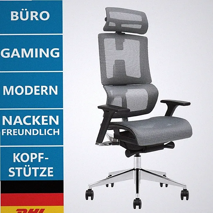Silberner Ergonomischer Bürostuhl
