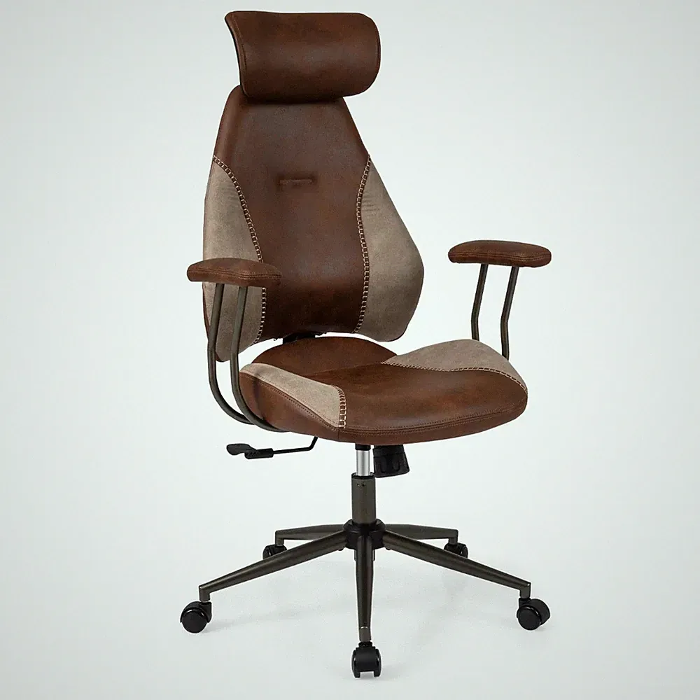 Ergonomischer Bürostuhl Computer-Schreibtischstuhl mit Wildlederstoff Braun