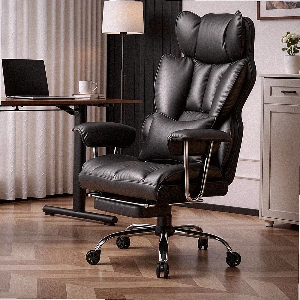 efomao bürostuhl ergonomisch, pu leder chefsessel