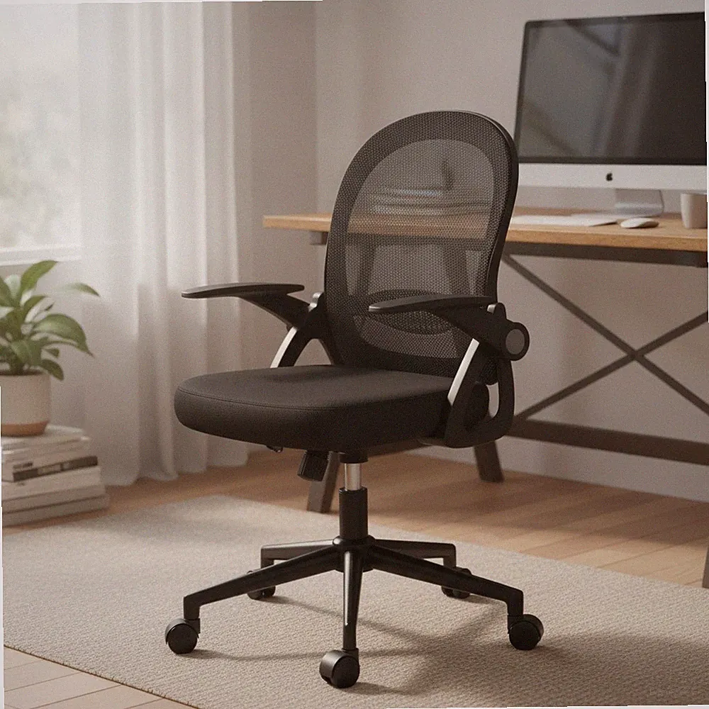 Ergonomischer Bürostuhl Drehstuhl Netzstuhl schwarz verstellbar Lordosenstütze