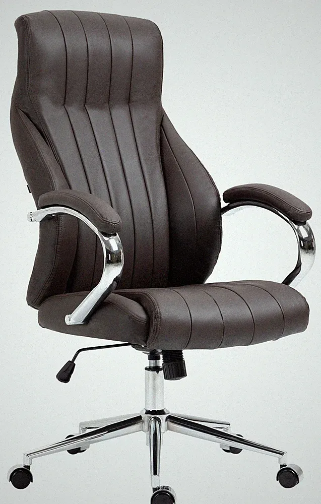 Ergonomischer Bürostuhl ECHTLEDER braun Drehstuhl S-Form Chefsessel modern NEU