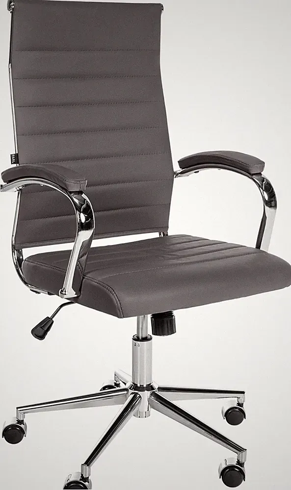 ergonomischer Bürostuhl ECHTLEDER grau 135 kg belastbar Drehstuhl Chefsessel NEU