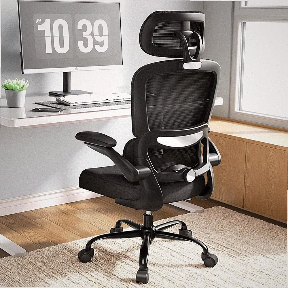 Ergonomischer Bürostuhl Gaming Chefsessel mit verstellbarer Lordosenstütze Ko...