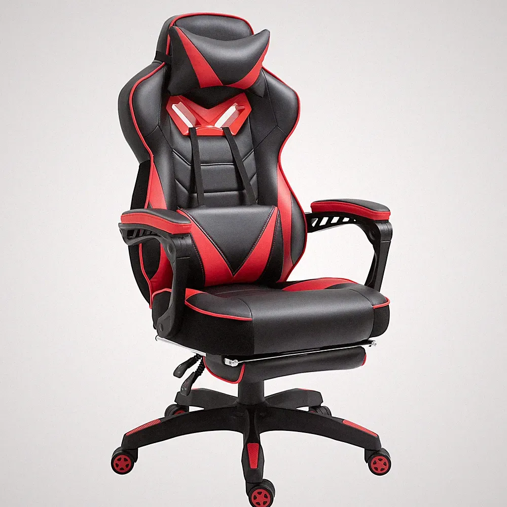 Ergonomischer Bürostuhl Gaming Stuhl Drehstuhl verstellbarer Rücken Rot