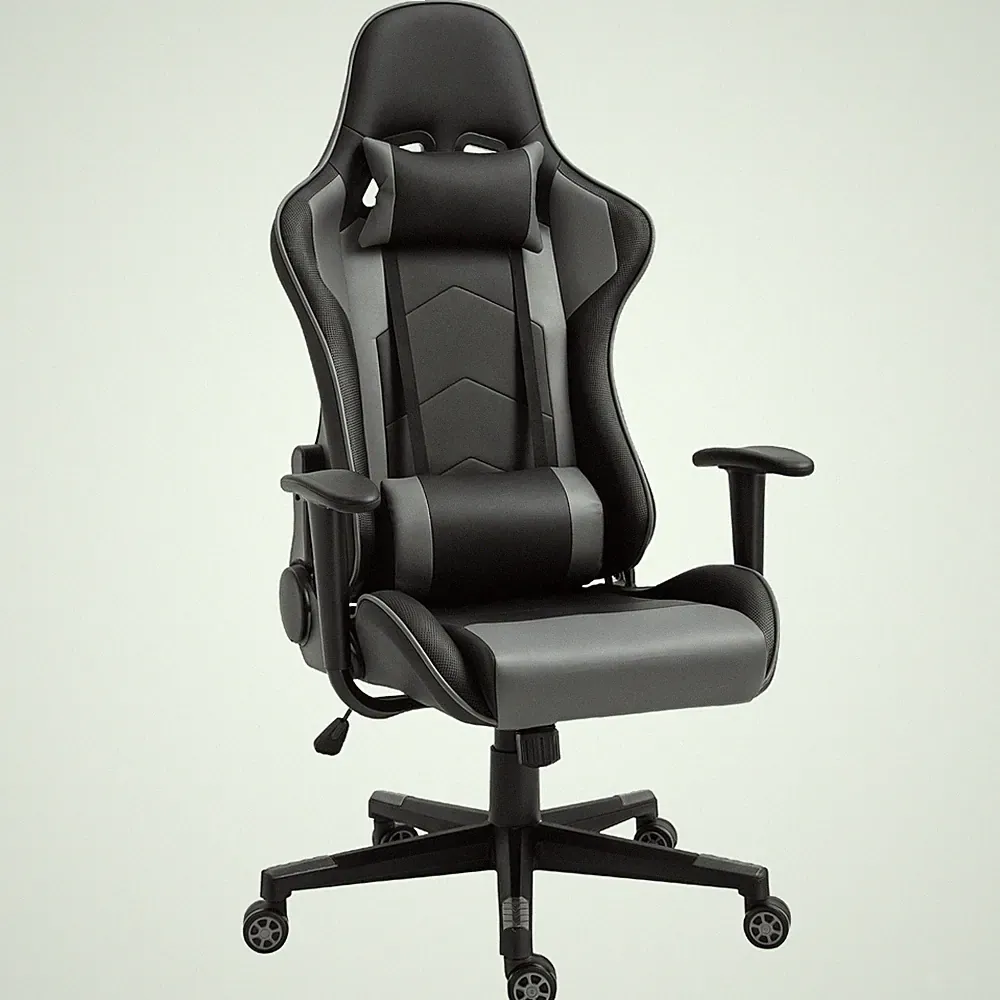 Ergonomischer Bürostuhl Gaming Stuhl Kunstleder Schaumstoff Schwarz