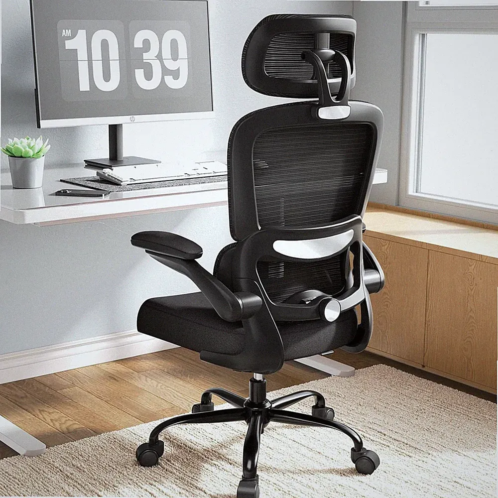 Ergonomischer Bürostuhl Gaming Stuhl mit Lordosen Kopfstütze bis 150kg Schwarz