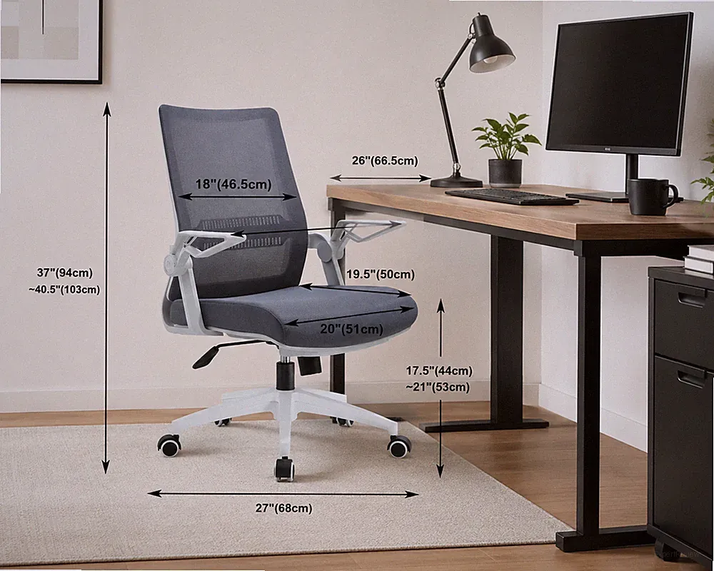 Ergonomischer Bürostuhl Grau Mesh-Rückenlehne Verstellbare Armlehnen A-Ware