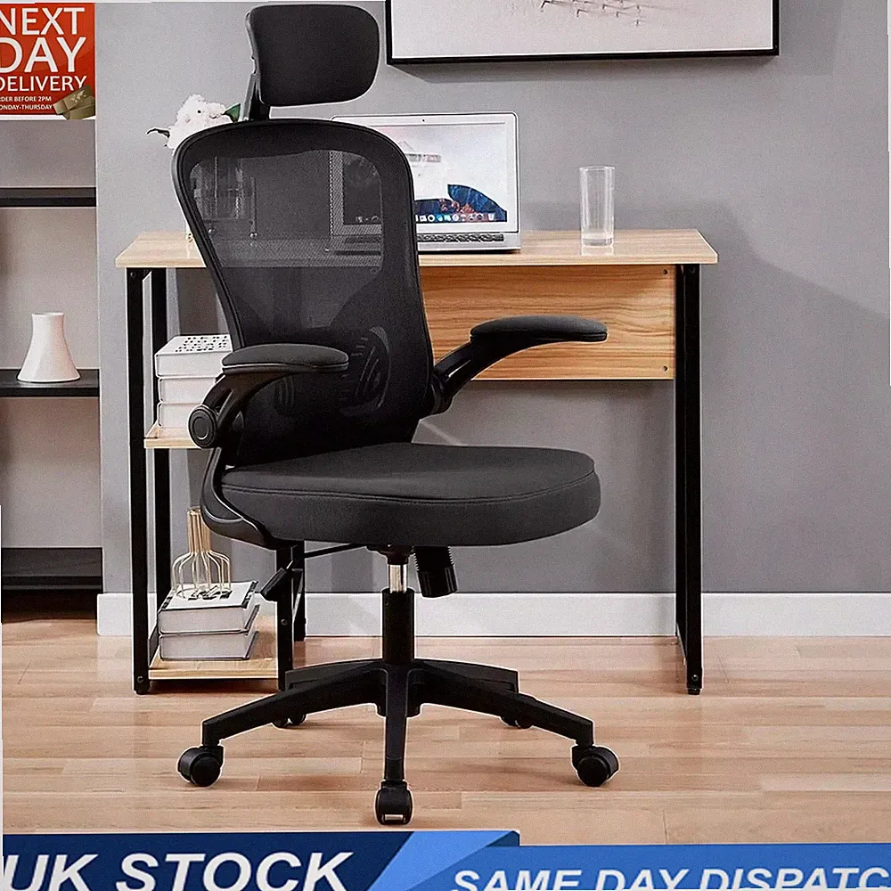 Ergonomischer Bürostuhl Hochlehner Netz Klappbare Arme Lordosenstütze 140kg