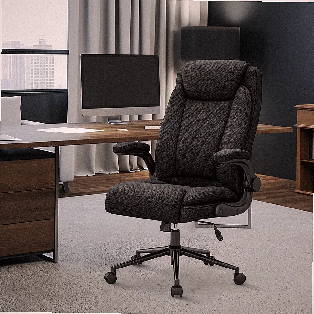 Ergonomischer Bürostuhl Hochlehner Schwarz Verstellbar 200KG Belastbar Neigbar