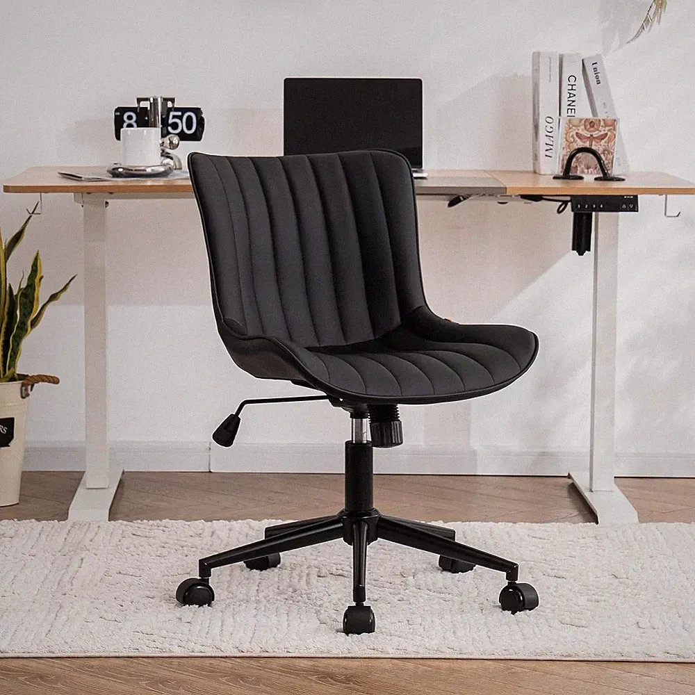 Ergonomischer Bürostuhl höhenverstellbar 150kg Schwarz mit Rollen und Wippfunkti