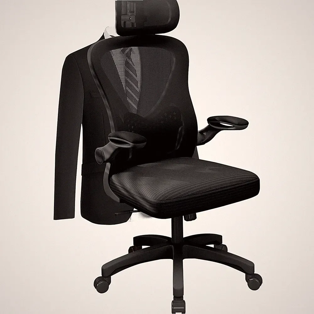 Ergonomischer Bürostuhl höhenverstellbar Wippfunktion Armlehnen Lendenwirbels...