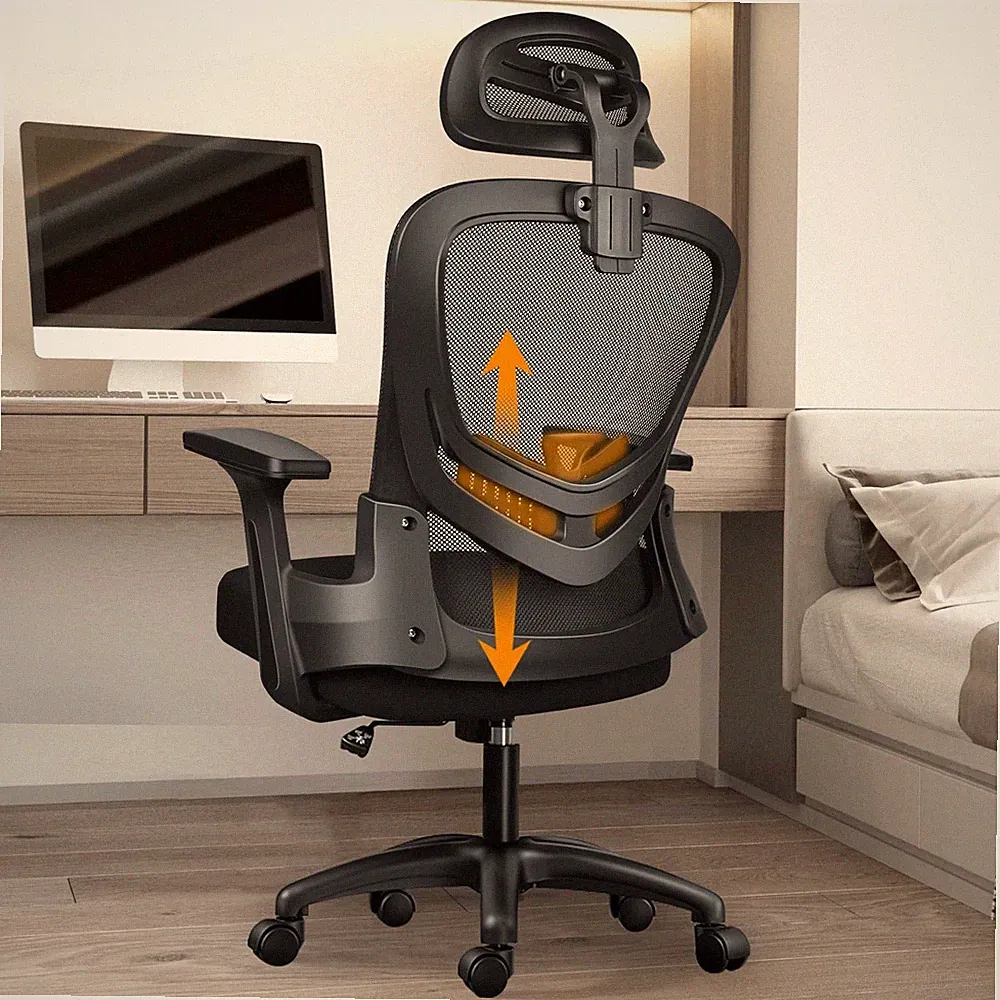 Ergonomischer Bürostuhl Höhenverstellbarer Schreibtischstuhl mit Kopfstütze