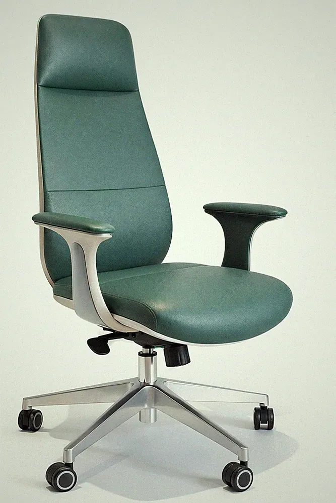 Ergonomischer Bürostuhl in Grün mit verstellbaren Armlehnen und Rücken
