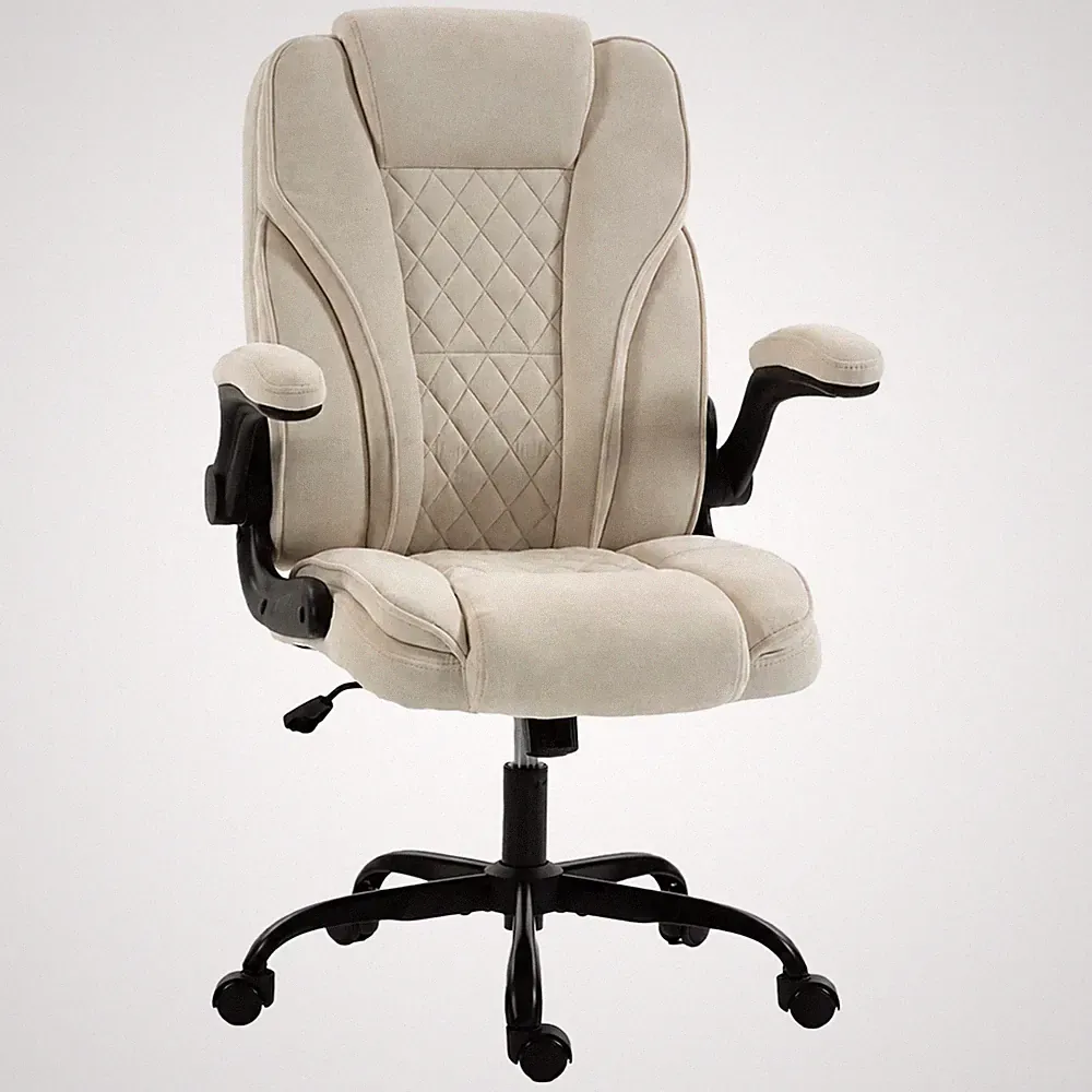 Ergonomischer Bürostuhl Klapparmlehnen Taschenfedern Gaslift Leinen dunkelgrau