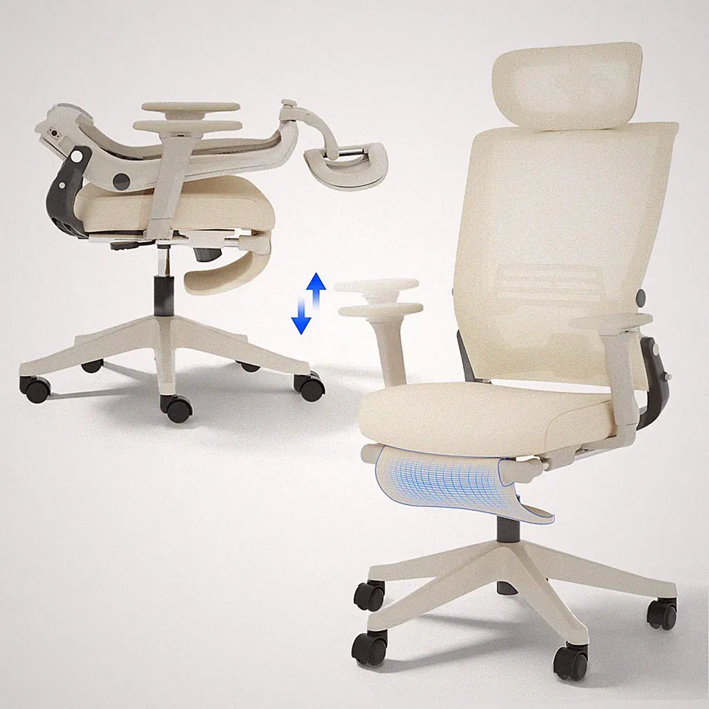 Ergonomischer Bürostuhl klappbar mit Lendenwirbel-, Kopf- und Fußstütze