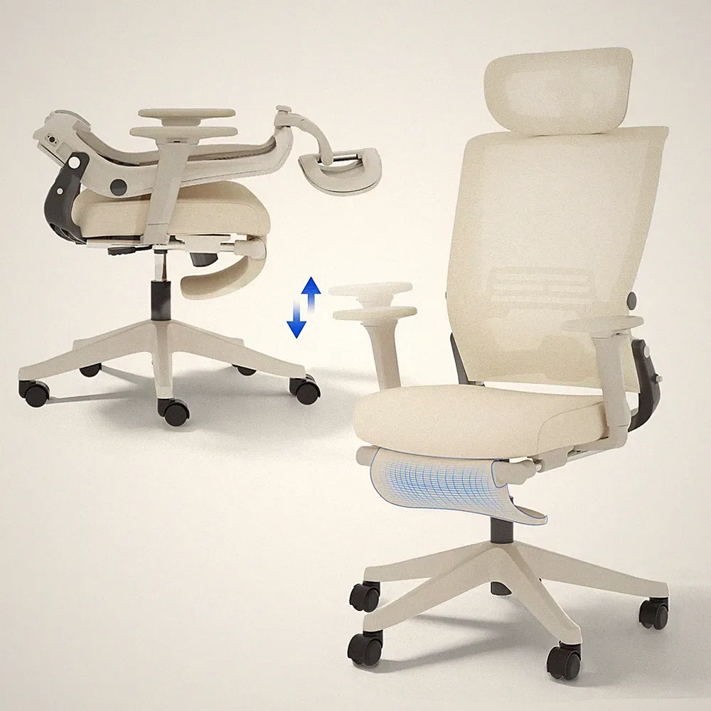 Ergonomischer Bürostuhl klappbar mit Lendenwirbelstütze, höhenverstellbar