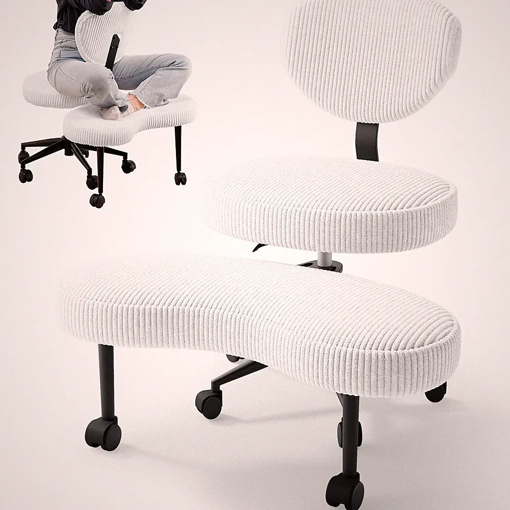 Ergonomischer Bürostuhl Kniestuhl 360° drehbar höhenverstellbar Kordstoff 85cm