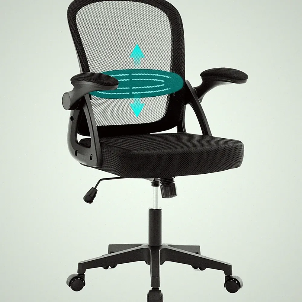 Ergonomischer Bürostuhl Mesh 150KG Schwarz verstellbar Lendenwirbelarmlehne