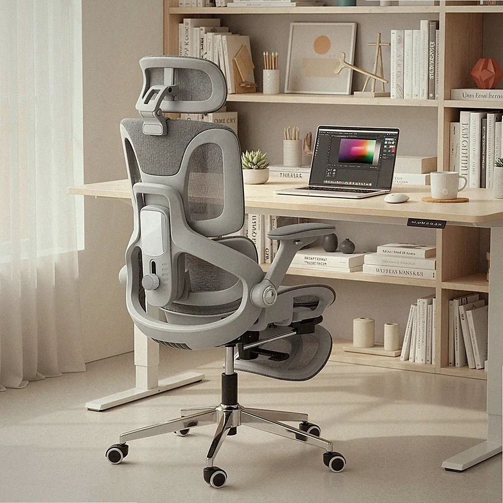 Ergonomischer Bürostuhl, Mesh-Computersessel mit separatem Rücken, Lendenstütze
