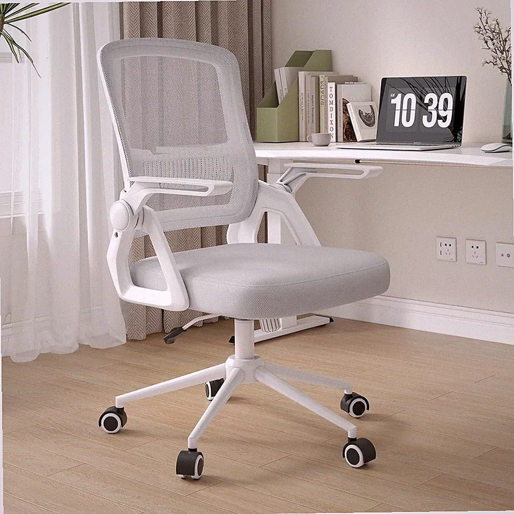 Ergonomischer Bürostuhl Mesh Lendenwirbelstütze höhenverstellbar Grau