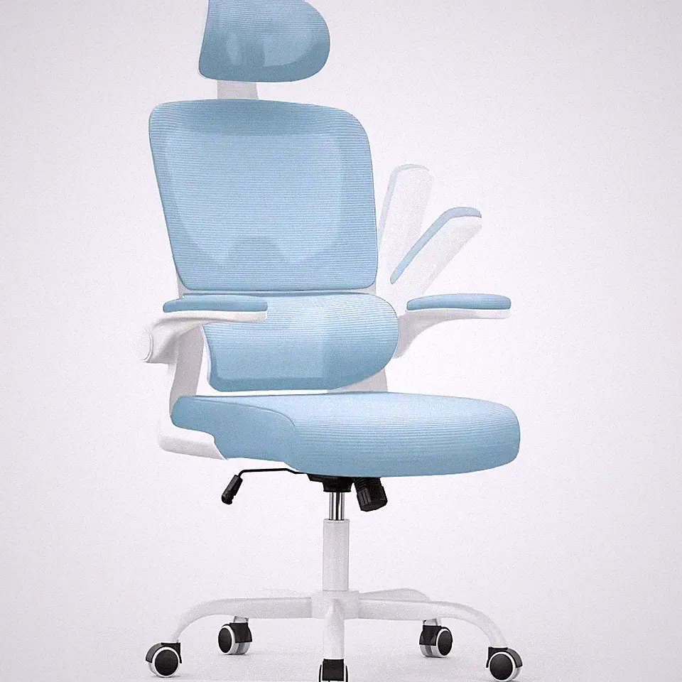 Ergonomischer Bürostuhl Mesh mit Kopfstütze, klappbaren Armlehnen, Home Office