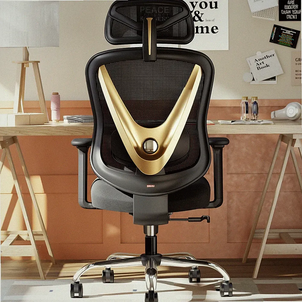 Ergonomischer Bürostuhl mit 3D Lendenstütze & 3D verstellbaren Armlehnen, VRü...