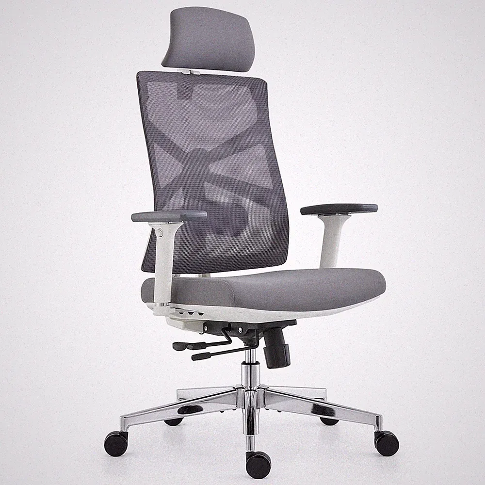 Ergonomischer Bürostuhl mit 4D Armlehnen und 2D Kopfstütze