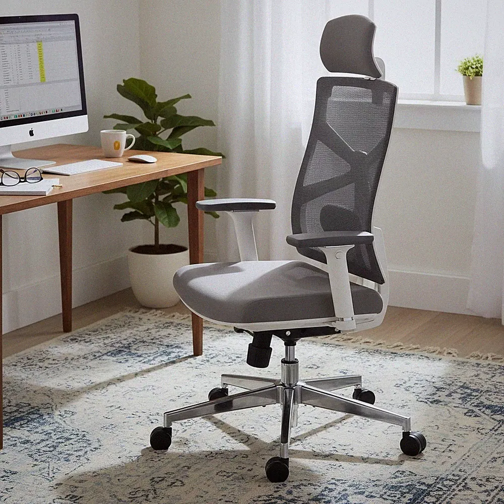Ergonomischer Bürostuhl mit adaptive Rückenlehne 4D Armlehnen verstellbar Len...