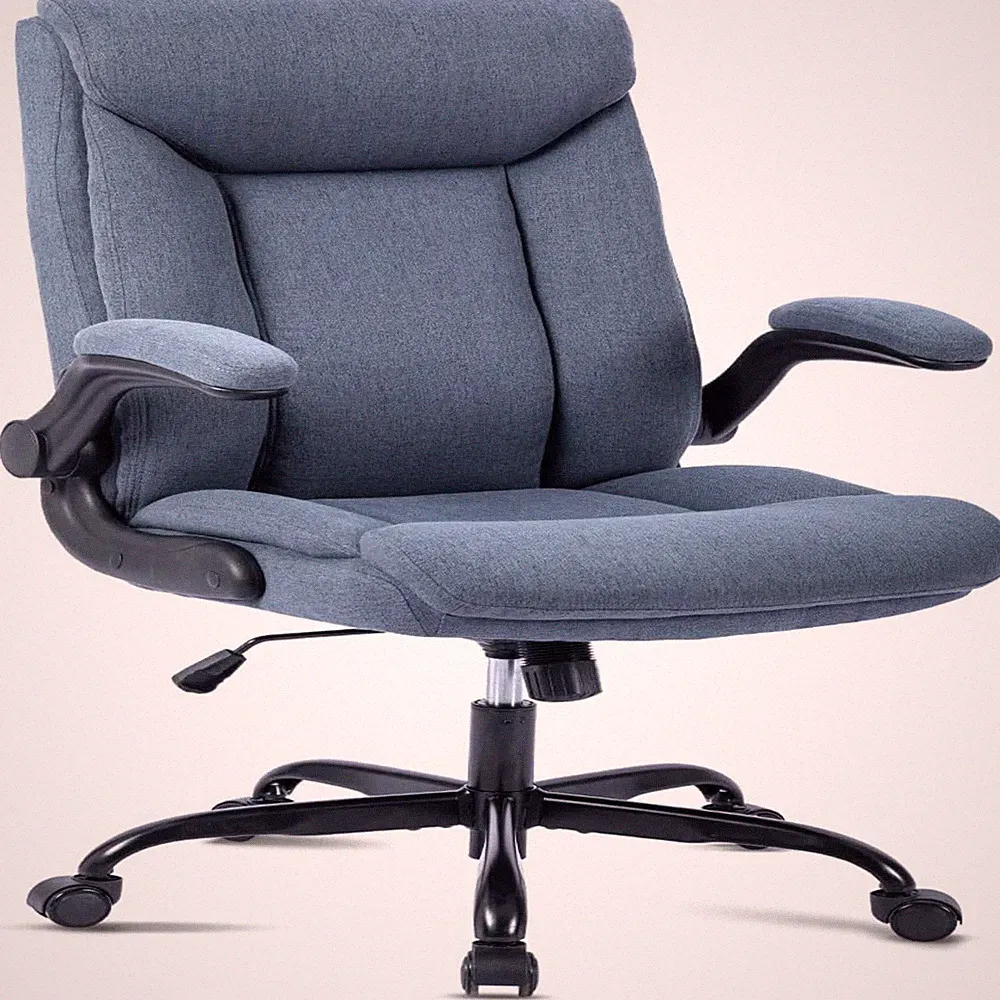 Ergonomischer Bürostuhl mit Drehfunktion und Armlehnen Navyblau