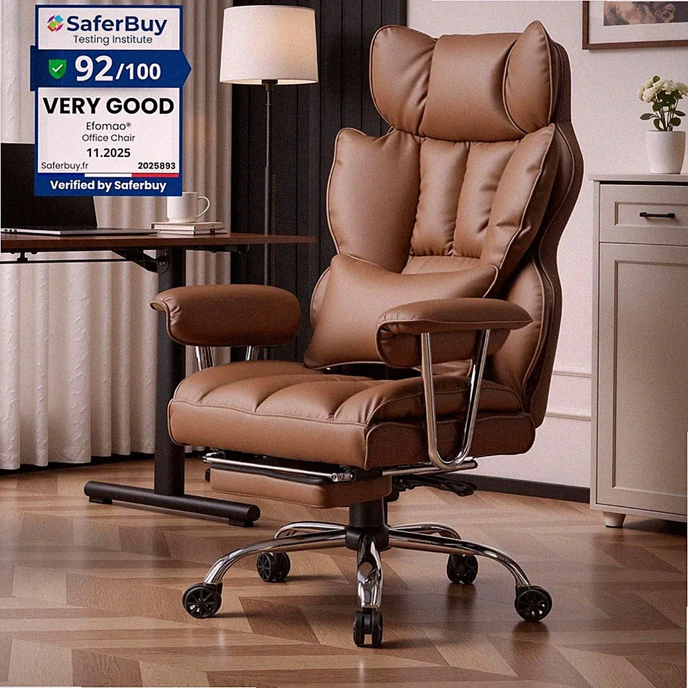 Ergonomischer Bürostuhl mit Fußstütze Hoch Rückenwinkel bis 135kg