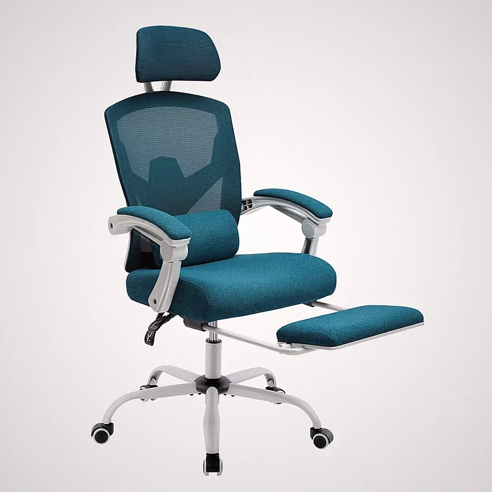 Ergonomischer Bürostuhl mit Fußstütze | Mesh Drehstuhl höhenverstellbar