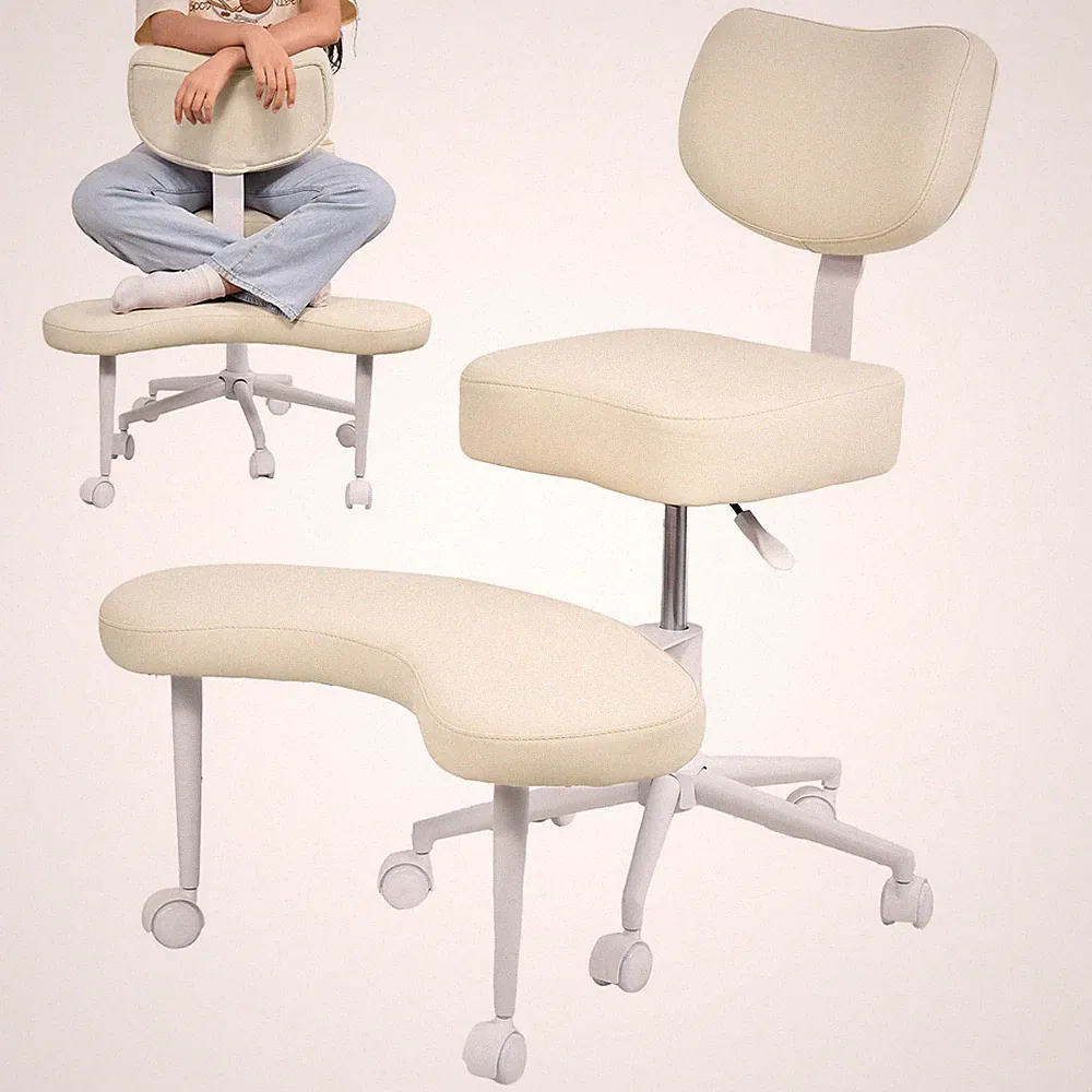 Ergonomischer Bürostuhl mit gekreuzten Beinen und Rollen, ADHS Stuhl für Erwachs