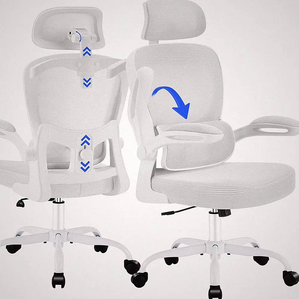 Ergonomischer Bürostuhl mit Lendenstütze bis 150 kg, Weiß
