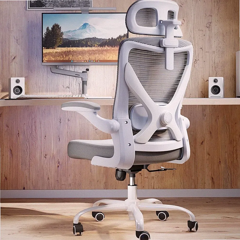 Ergonomischer Bürostuhl mit Lordosenstütze und Kopfstütze - 150kg Tragkraft
