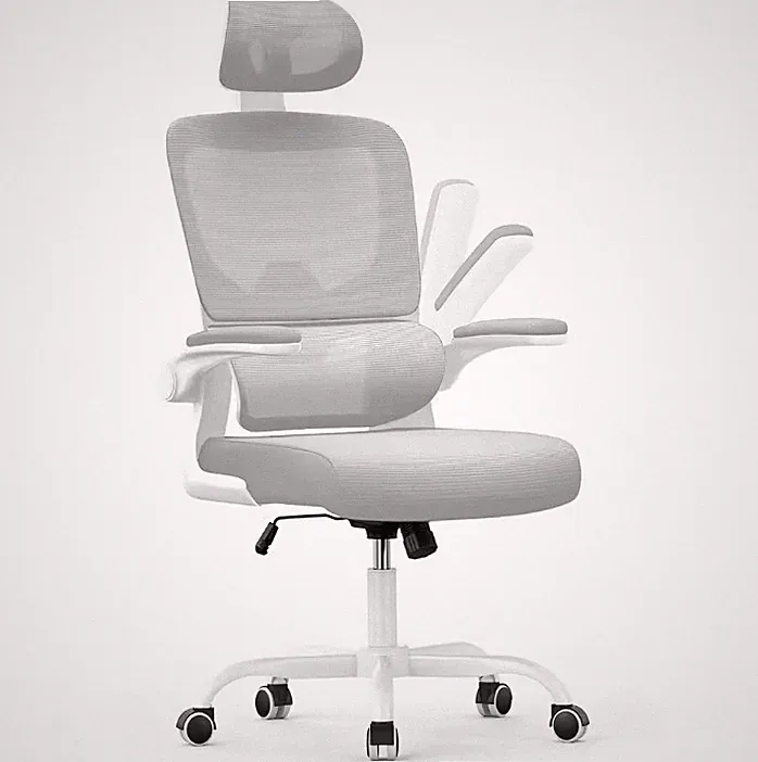 Ergonomischer Bürostuhl mit Lordosenstütze, verstellbarer Kopfstütze und Armlehnen